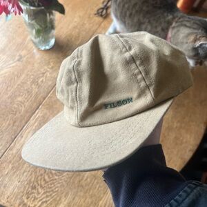 Filson Tin cloth Khaki Hat with Green Logo made in USA